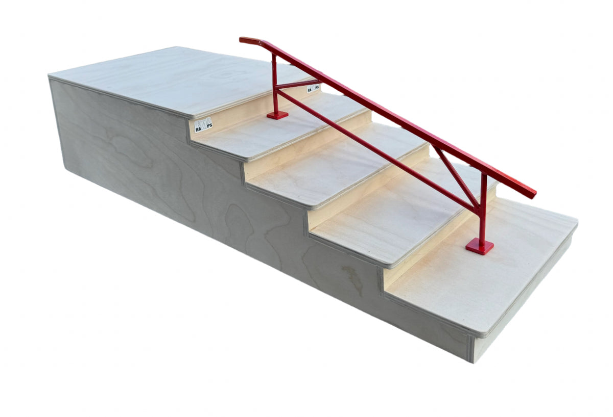 5 Step Ramp EMA Ramps Fingerboard 5 Step Stair Set with Removable Rail